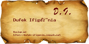 Dufek Ifigénia névjegykártya